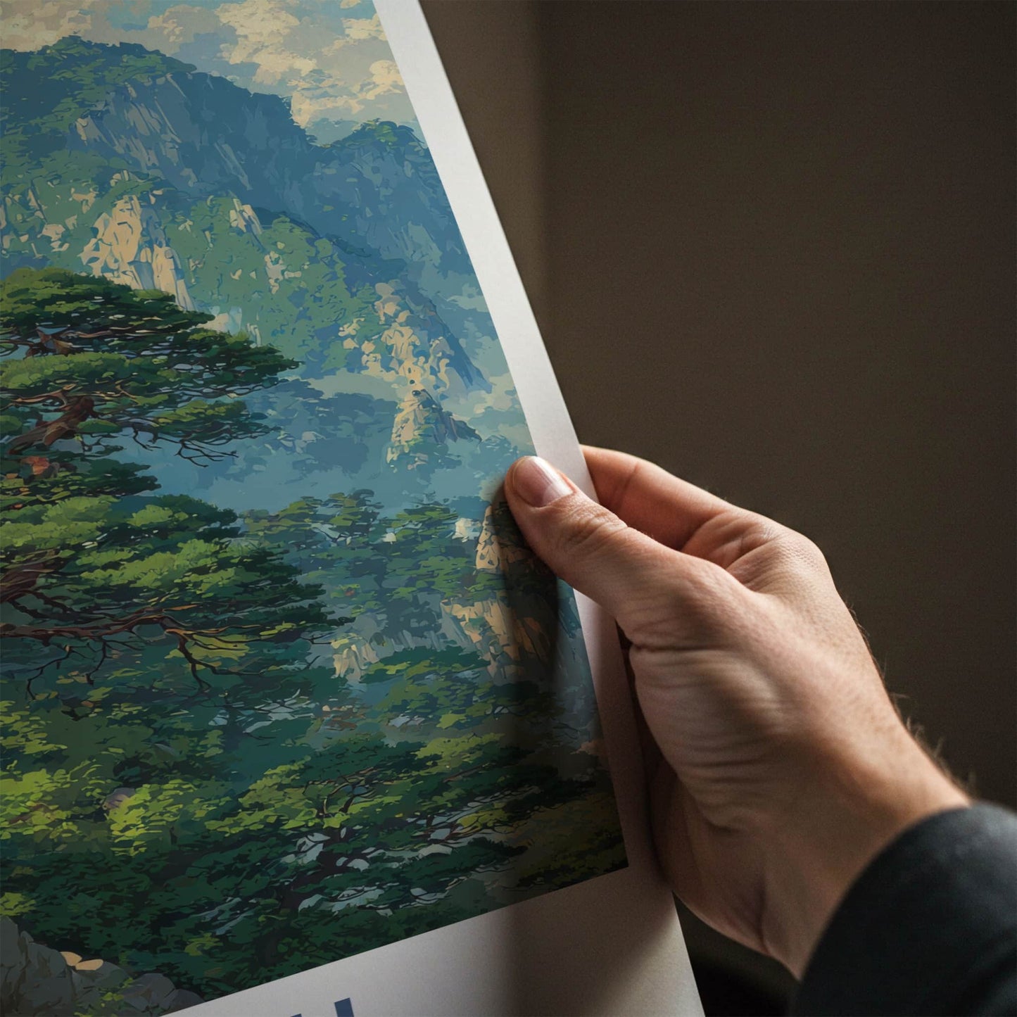 Hubei Poster - China Travel Print - Mountain Temple Pathway Home Decor