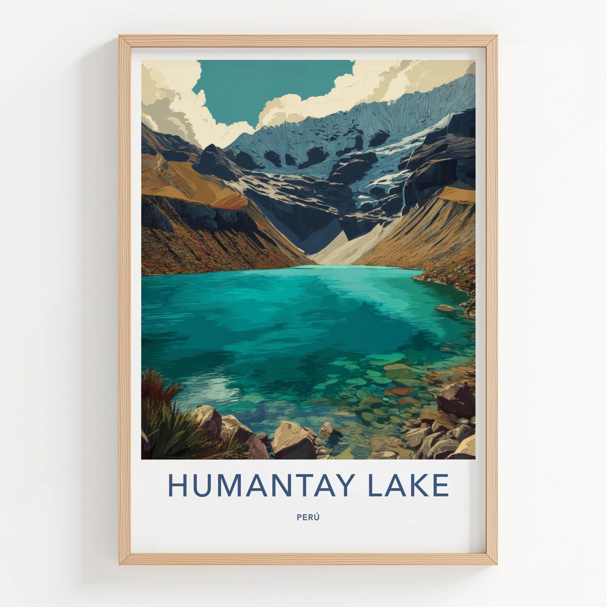 Humantay Lake Poster - Peru Travel Art - Vibrant Alpine Lake Home Decor
