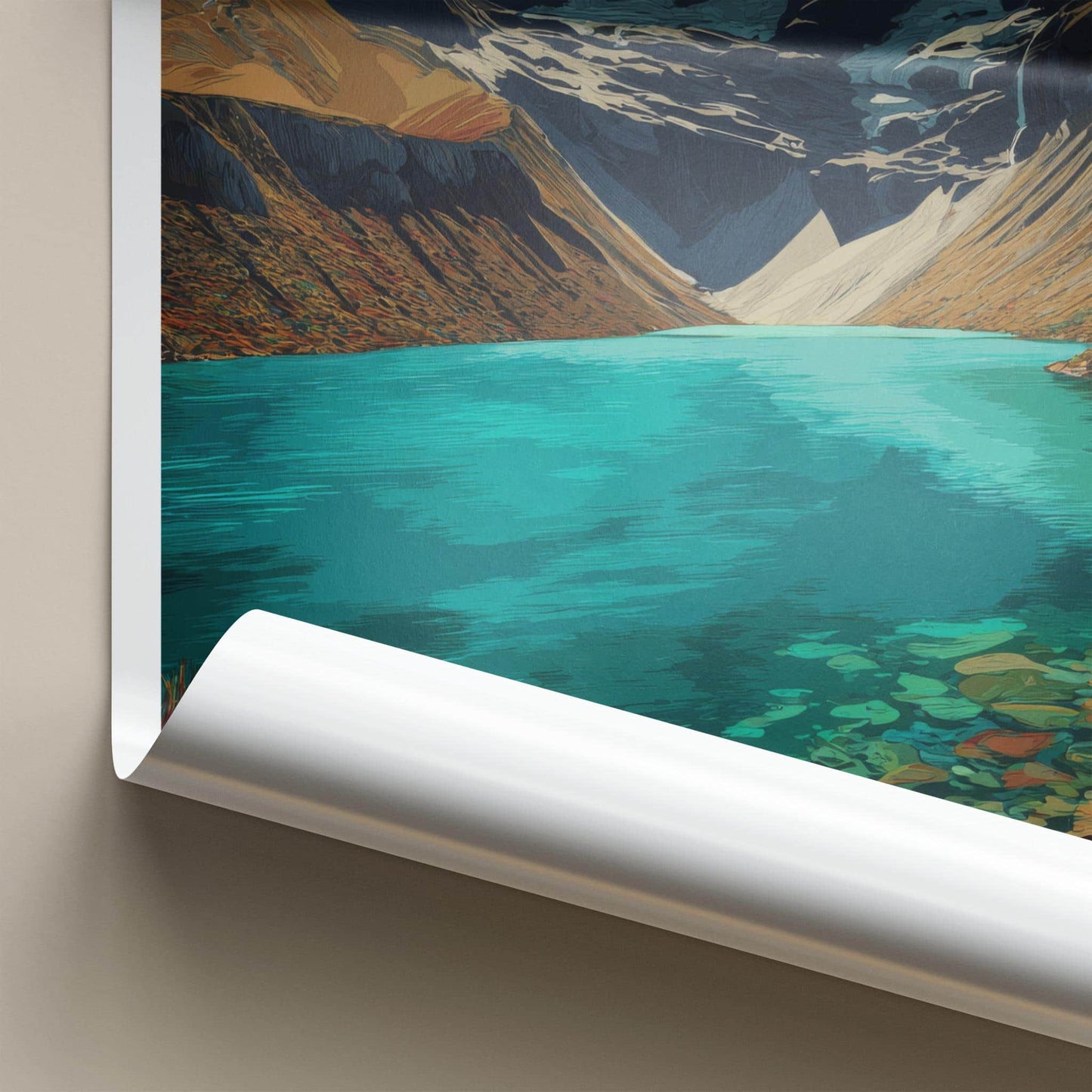 Humantay Lake Poster - Peru Travel Art - Vibrant Alpine Lake Home Decor