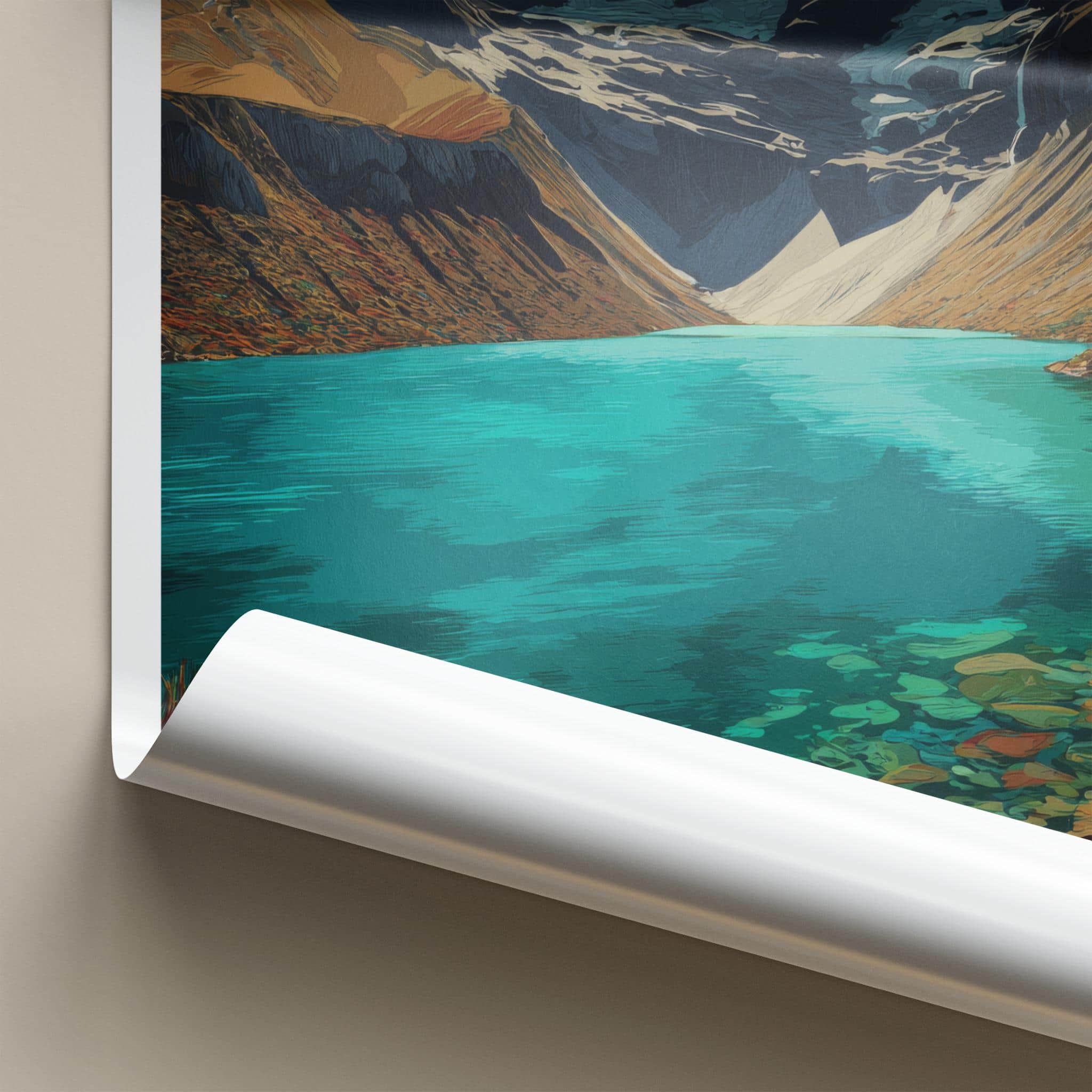 Humantay Lake Poster - Peru Travel Art - Vibrant Alpine Lake Home Decor