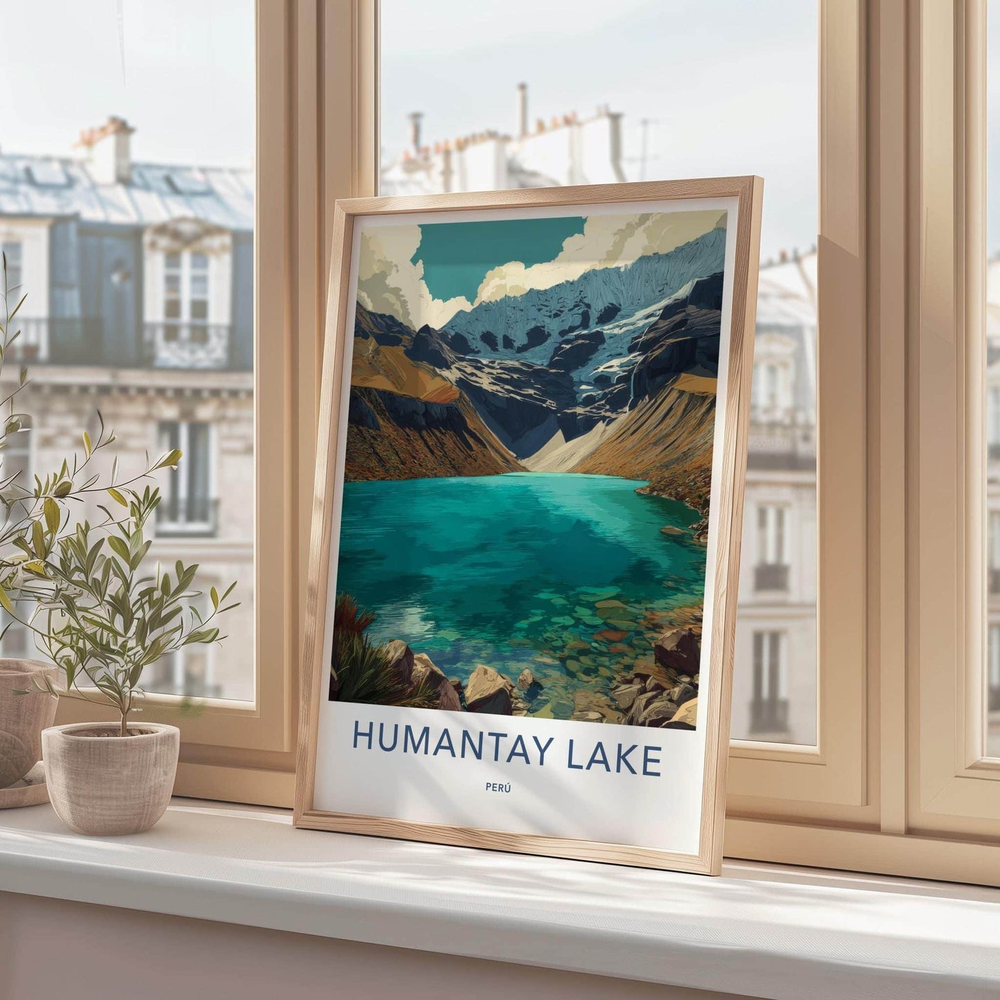 Humantay Lake Poster - Peru Travel Art - Vibrant Alpine Lake Home Decor