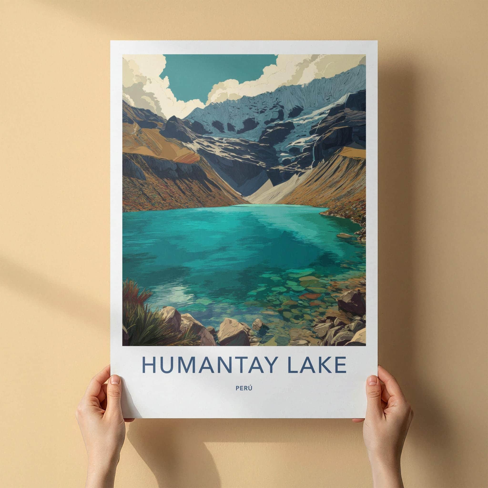 Humantay Lake Poster - Peru Travel Art - Vibrant Alpine Lake Home Decor