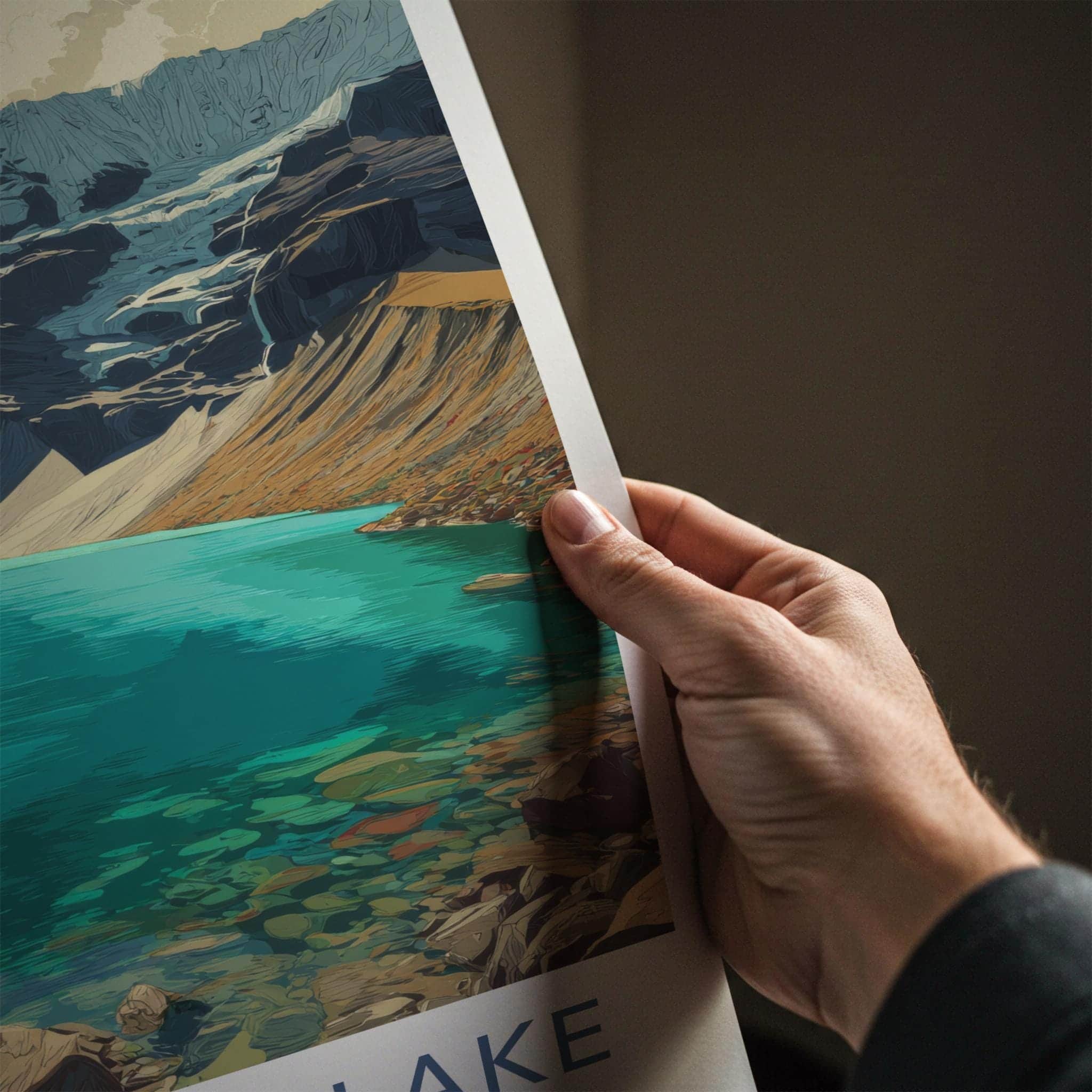 Humantay Lake Poster - Peru Travel Art - Vibrant Alpine Lake Home Decor