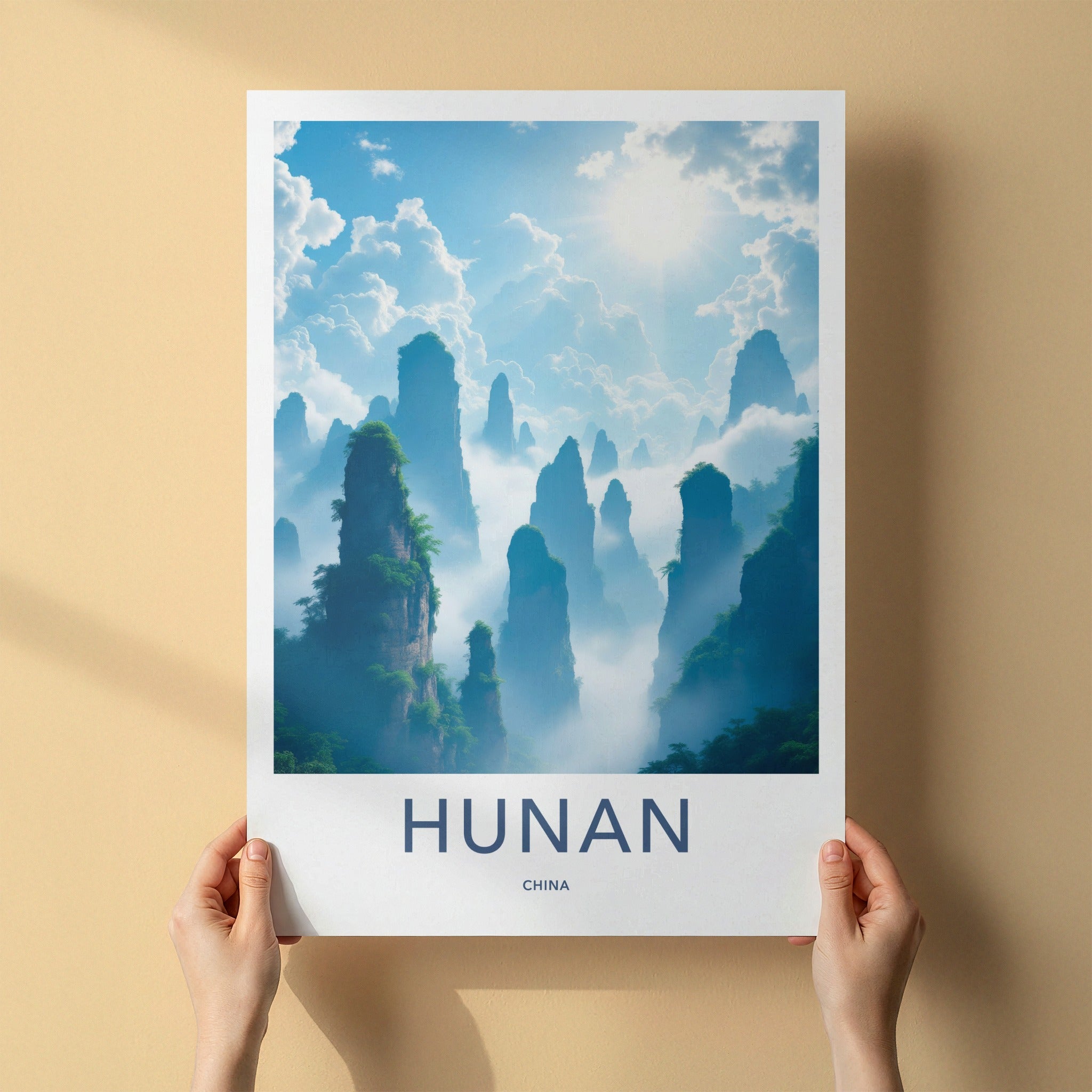 Hunan Poster - China Travel Art - Misty Karst Peaks Home Decor