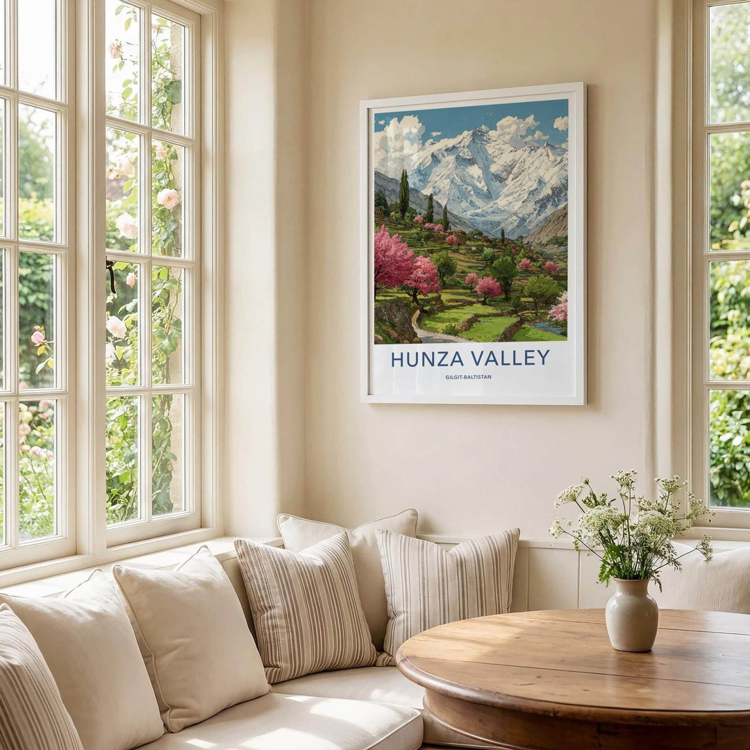Hunza Valley Poster - Pakistan Travel Art - Green Terraces Blooming Home Decor