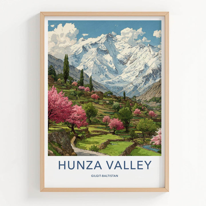 Hunza Valley Poster - Pakistan Travel Art - Green Terraces Blooming Home Decor