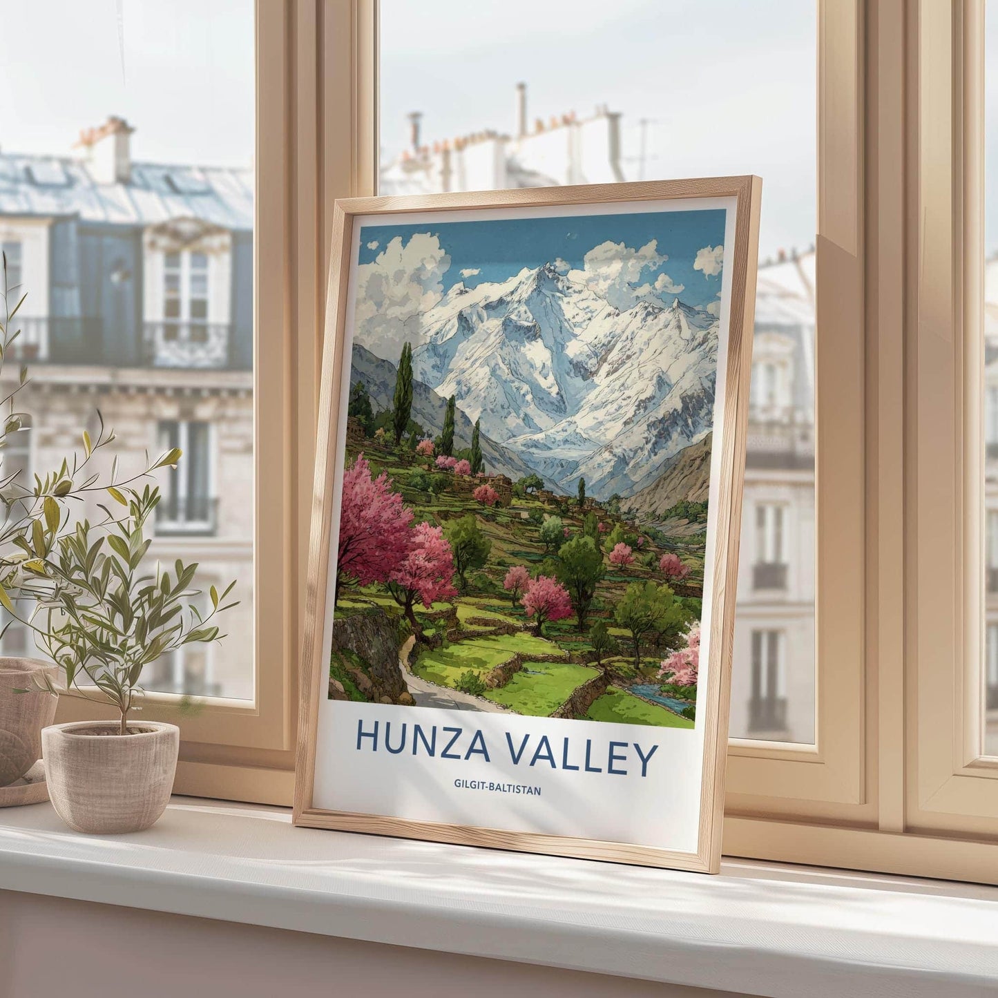 Hunza Valley Poster - Pakistan Travel Art - Green Terraces Blooming Home Decor
