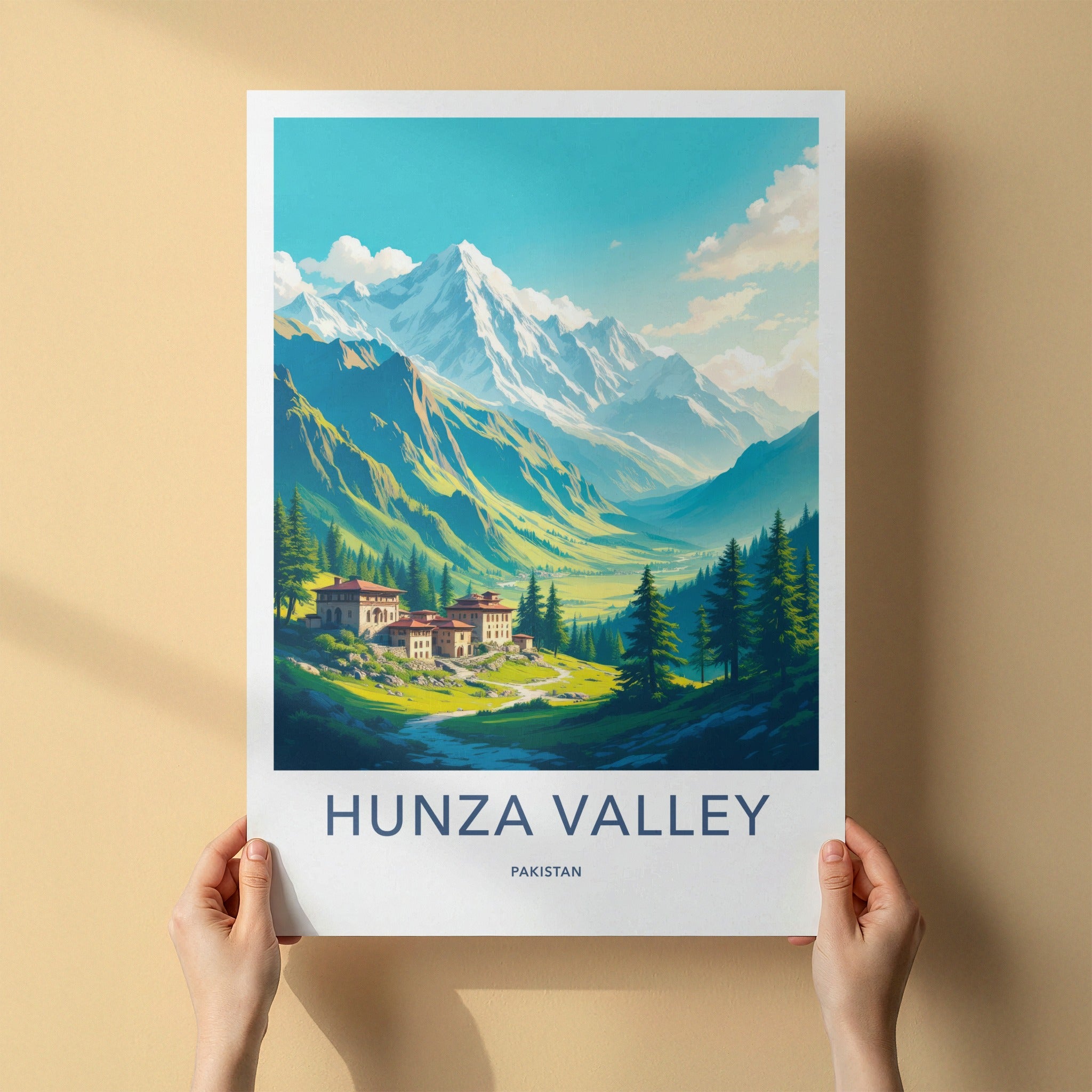 Hunza Valley Poster - Pakistan Travel Art - Majestic Mountain Village Home Decor
