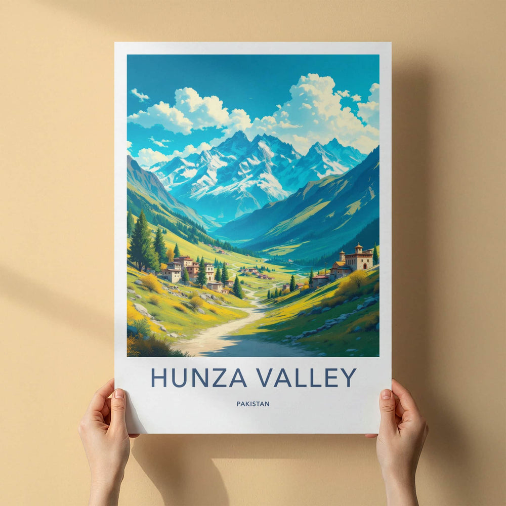 Hunza Valley Poster - Pakistan Travel Art - Mountain Village Road Home Decor