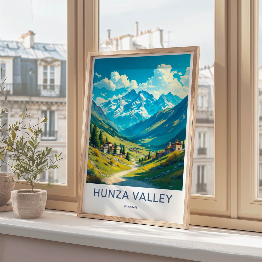 Hunza Valley Poster - Pakistan Travel Art - Mountain Village Road Home Decor