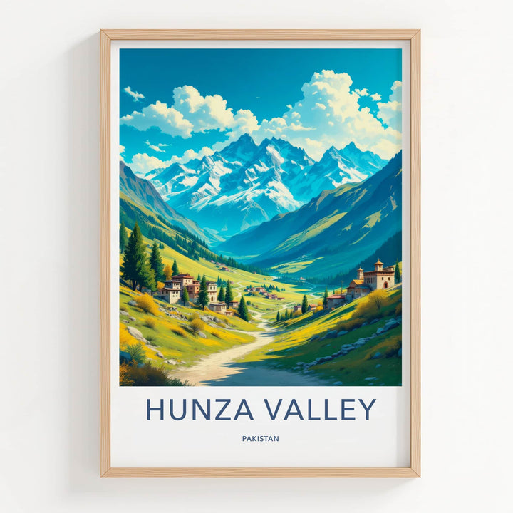 Hunza Valley Poster - Pakistan Travel Art - Mountain Village Road Home Decor