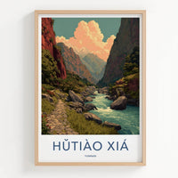 Hutiao Xia Poster - China Travel Art - Deep River Gorge Home Decor