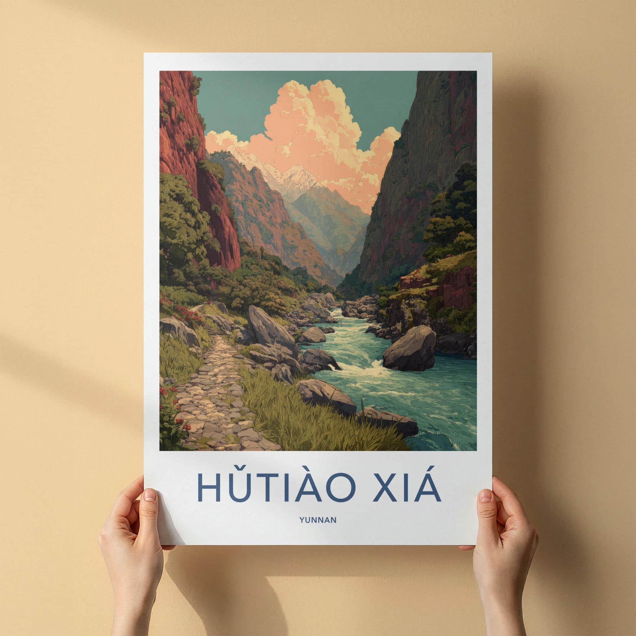 Hutiao Xia Poster - China Travel Art - Deep River Gorge Home Decor