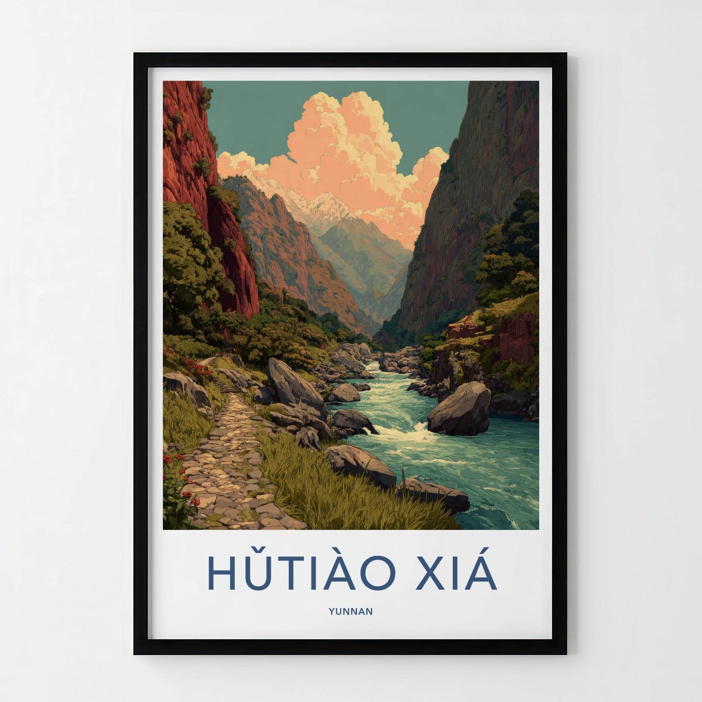 Hutiao Xia Poster - China Travel Art - Deep River Gorge Home Decor
