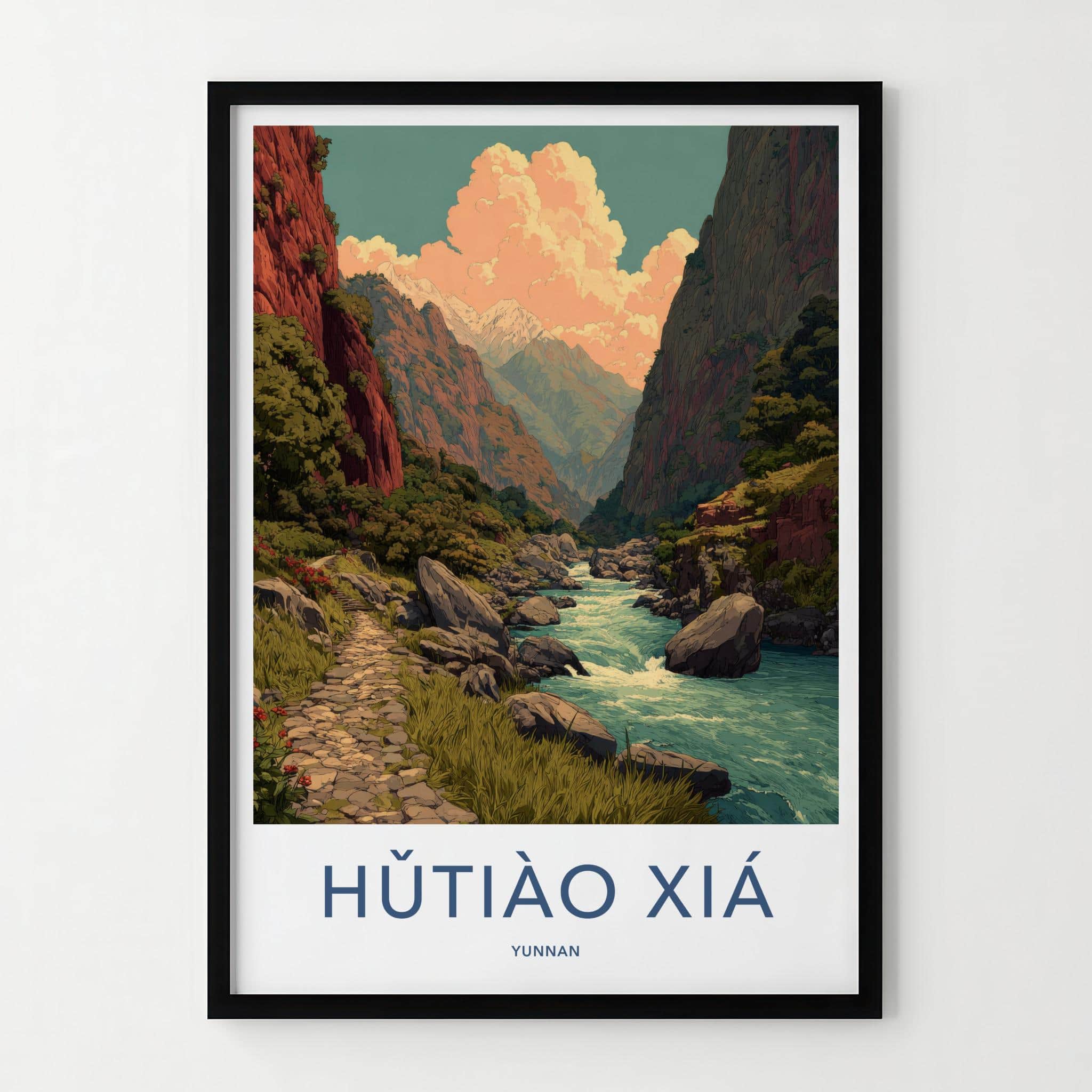 Hutiao Xia Poster - China Travel Art - Deep River Gorge Home Decor