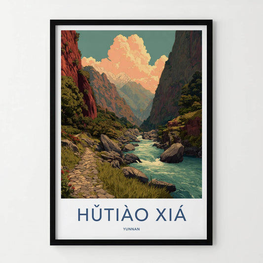 Hutiao Xia Poster - China Travel Art - Deep River Gorge Home Decor