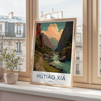 Hutiao Xia Poster - China Travel Art - Deep River Gorge Home Decor