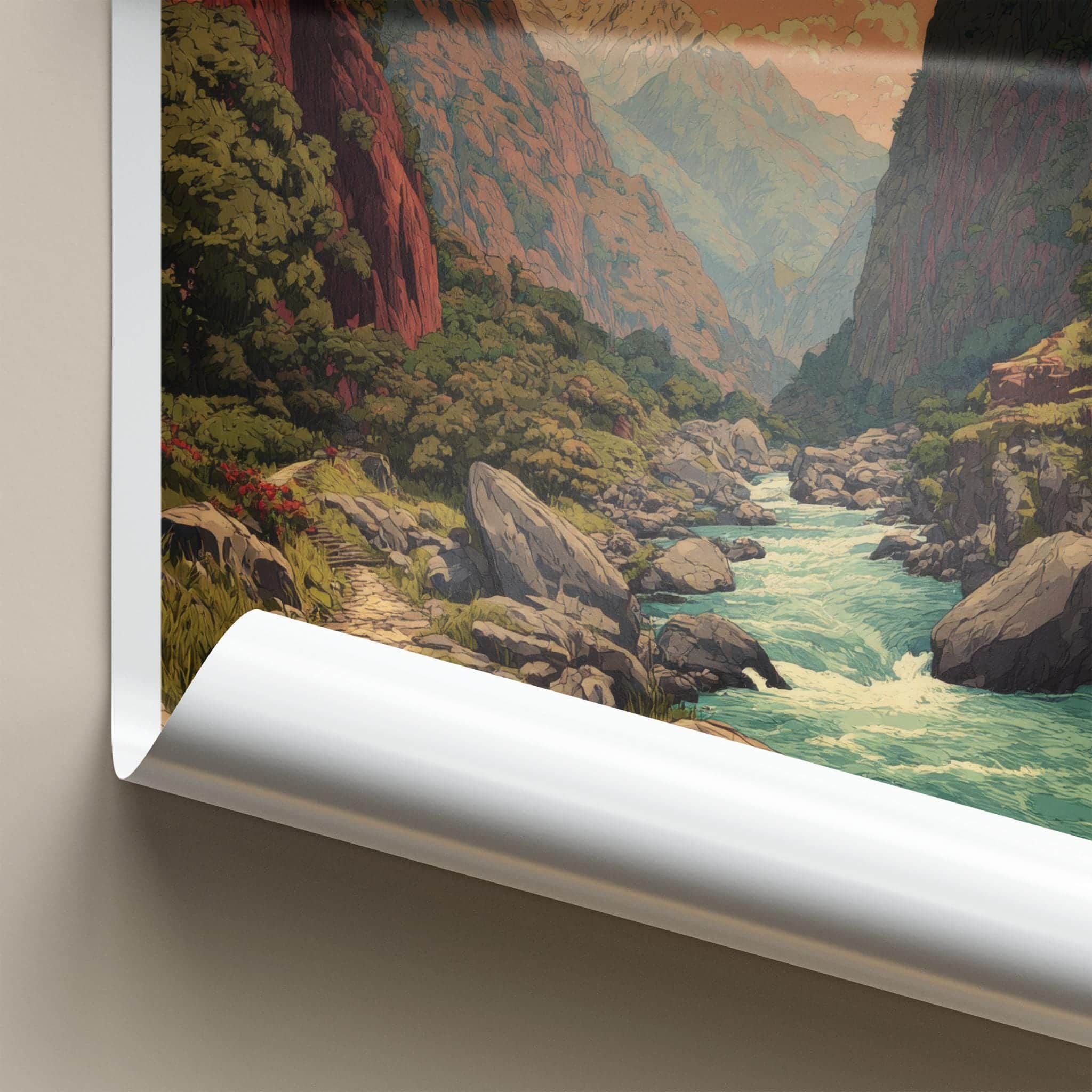 Hutiao Xia Poster - China Travel Art - Deep River Gorge Home Decor