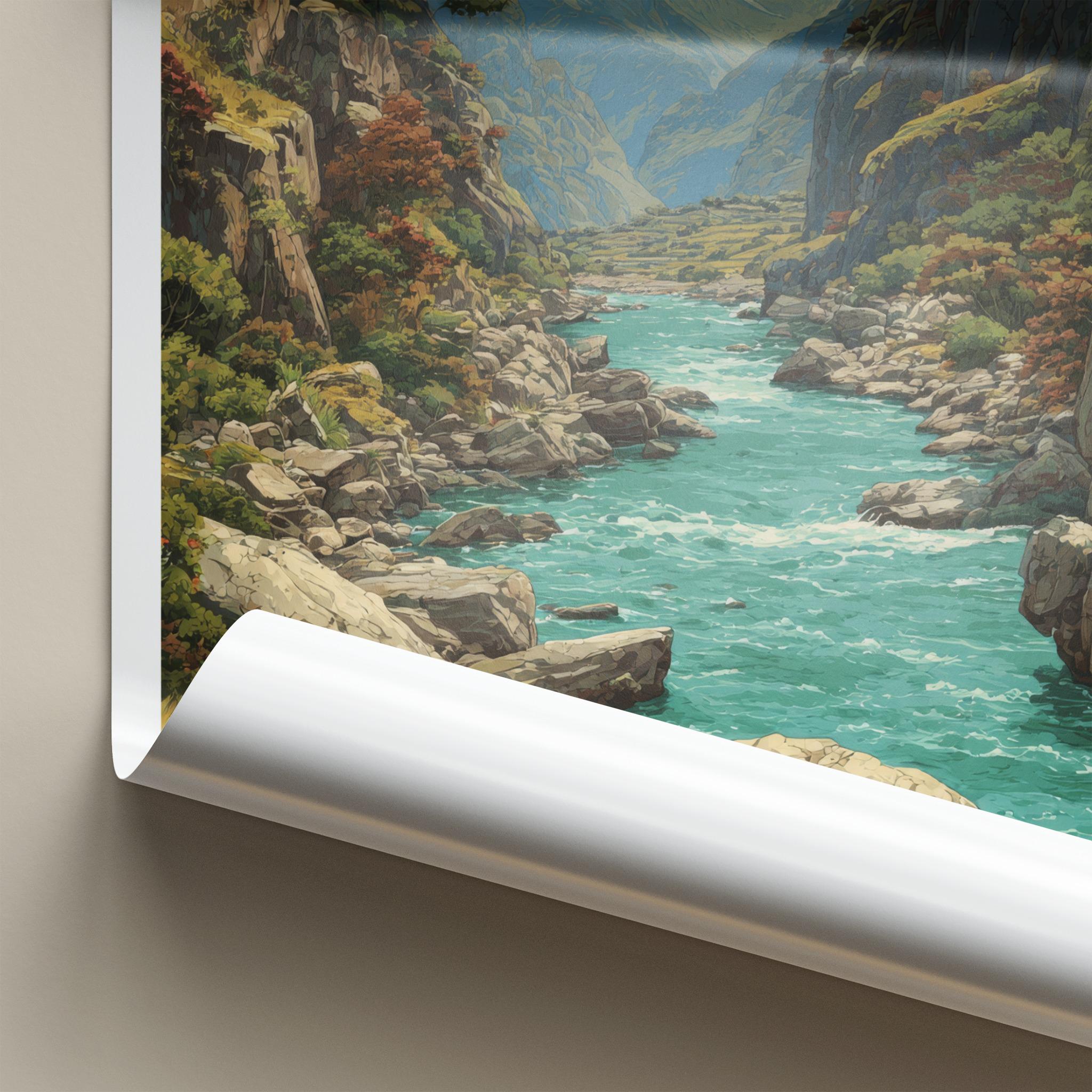 Hutiao Xia Poster - China Travel Art - Mountain River Gorge Home Decor