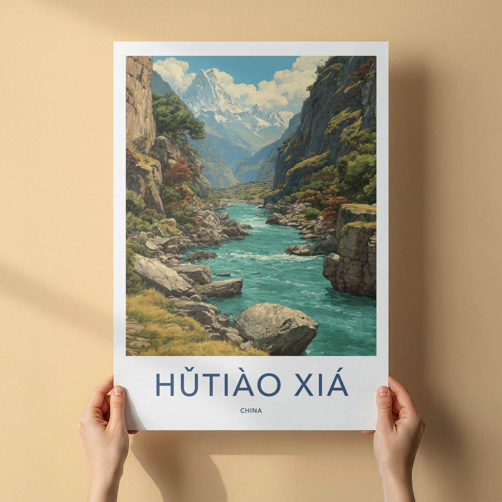 Hutiao Xia Poster - China Travel Art - Mountain River Gorge Home Decor
