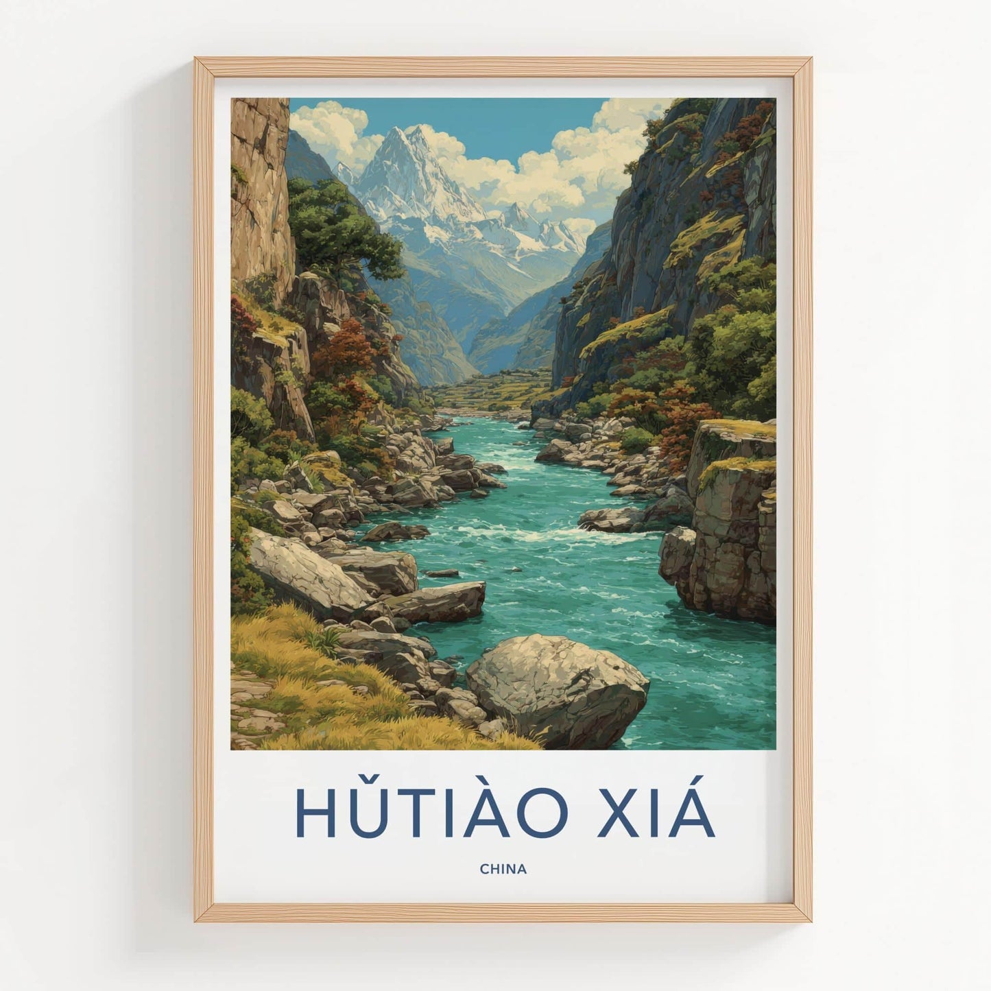 Hutiao Xia Poster - China Travel Art - Mountain River Gorge Home Decor