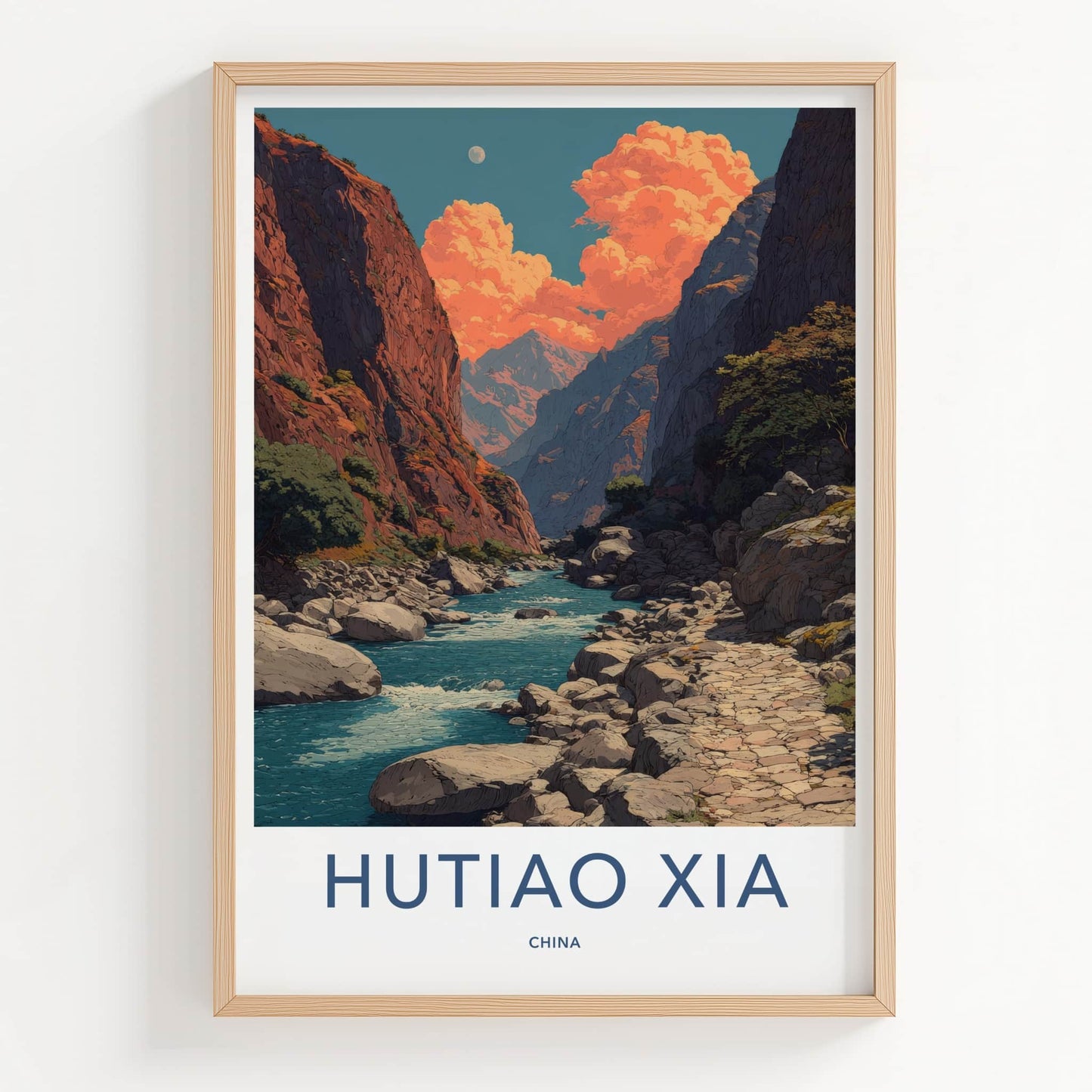 Hutiao Xia Poster - China Travel Art - River Gorge Moon Gallery Art