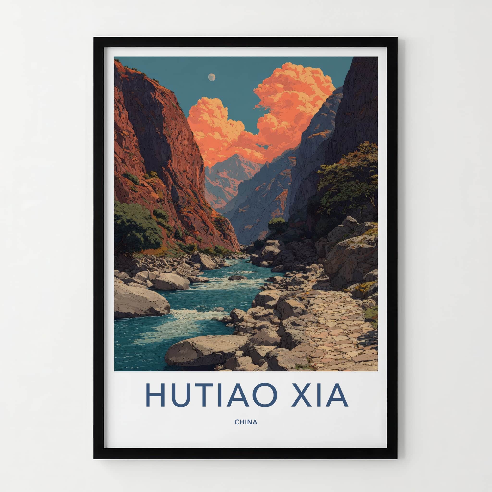Hutiao Xia Poster - China Travel Art - River Gorge Moon Gallery Art