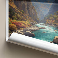 Hutiao Xia Poster - China Travel Art - Turquoise River Peaks Home Decor