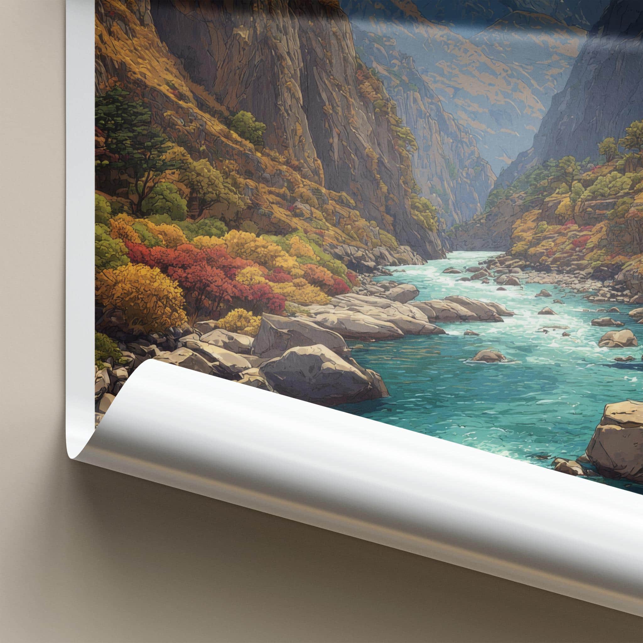 Hutiao Xia Poster - China Travel Art - Turquoise River Peaks Home Decor