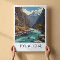Hutiao Xia Poster - China Travel Art - Turquoise River Peaks Home Decor