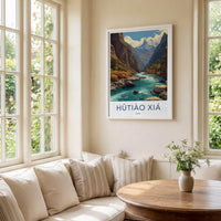 Hutiao Xia Poster - China Travel Art - Turquoise River Peaks Home Decor