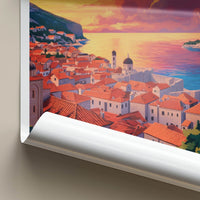Hvar Poster - Croatia Travel Art - Vibrant Sunset Coastal Home Decor