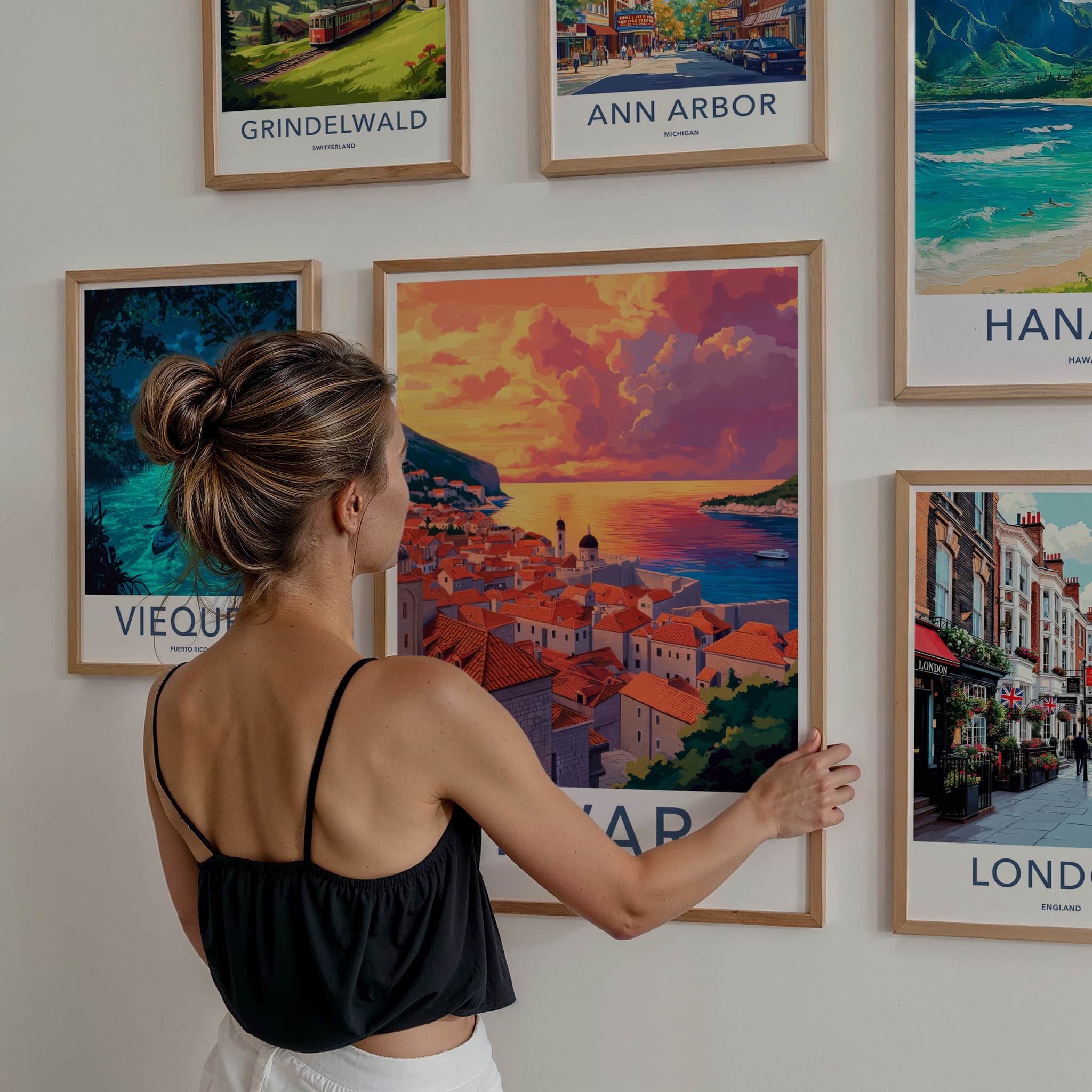 Hvar Poster - Croatia Travel Art - Vibrant Sunset Coastal Home Decor