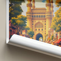 Hyderabad Charminar Poster - India Travel Print - Telangana Grand Archway Street Wall Decor
