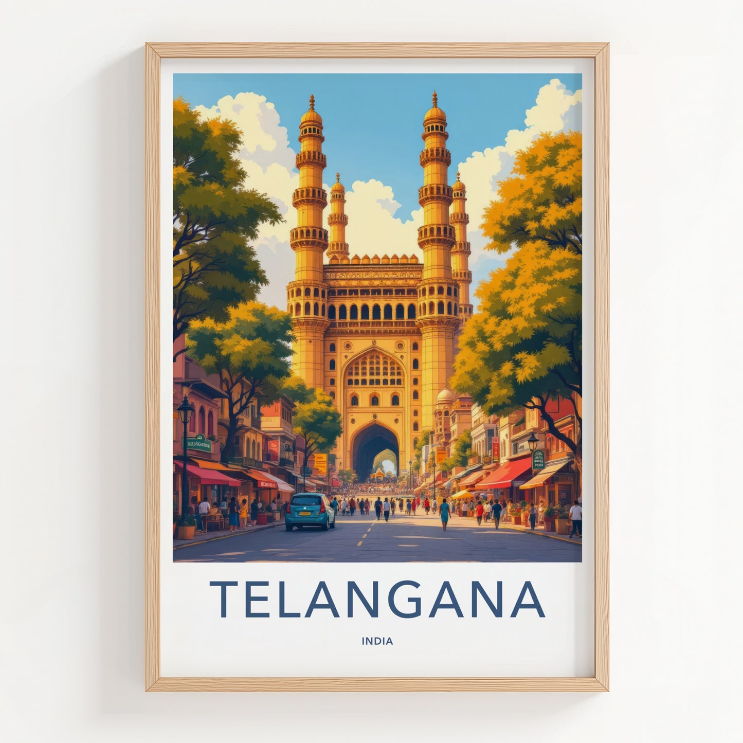 Hyderabad Charminar Poster - India Travel Print - Telangana Grand Archway Street Wall Decor