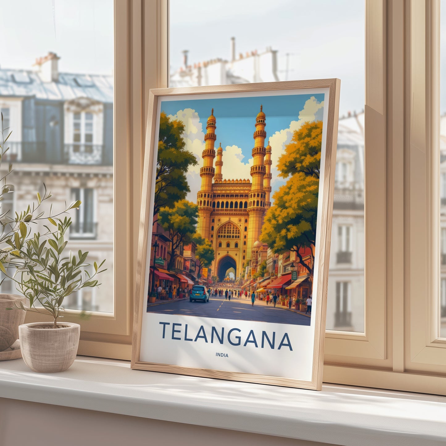 Hyderabad Charminar Poster - India Travel Print - Telangana Grand Archway Street Wall Decor