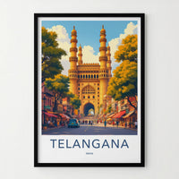 Hyderabad Charminar Poster - India Travel Print - Telangana Grand Archway Street Wall Decor