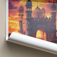 Hyderabad Poster - India Travel Art - Telangana Dramatic Sky Mosque Home Decor