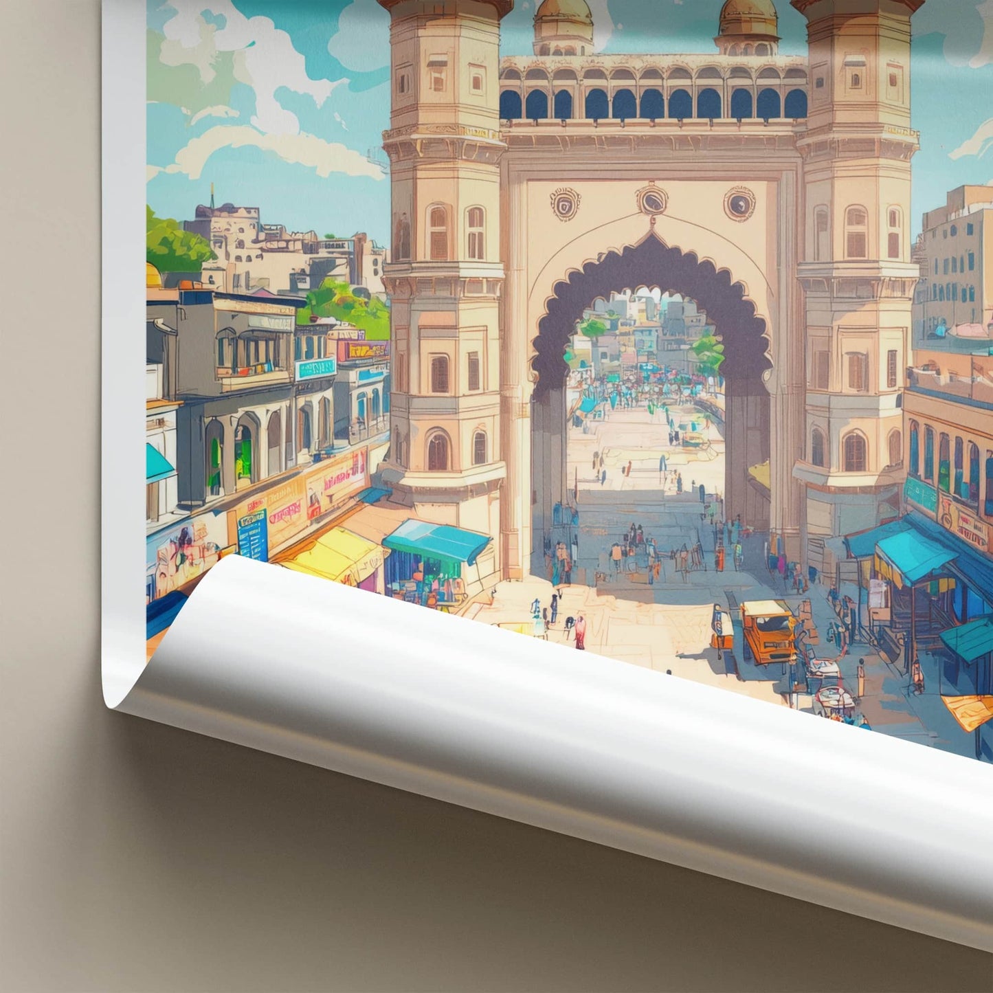 Hyderabad Poster - India Travel Art - Telangana Grand Archway View Home Decor