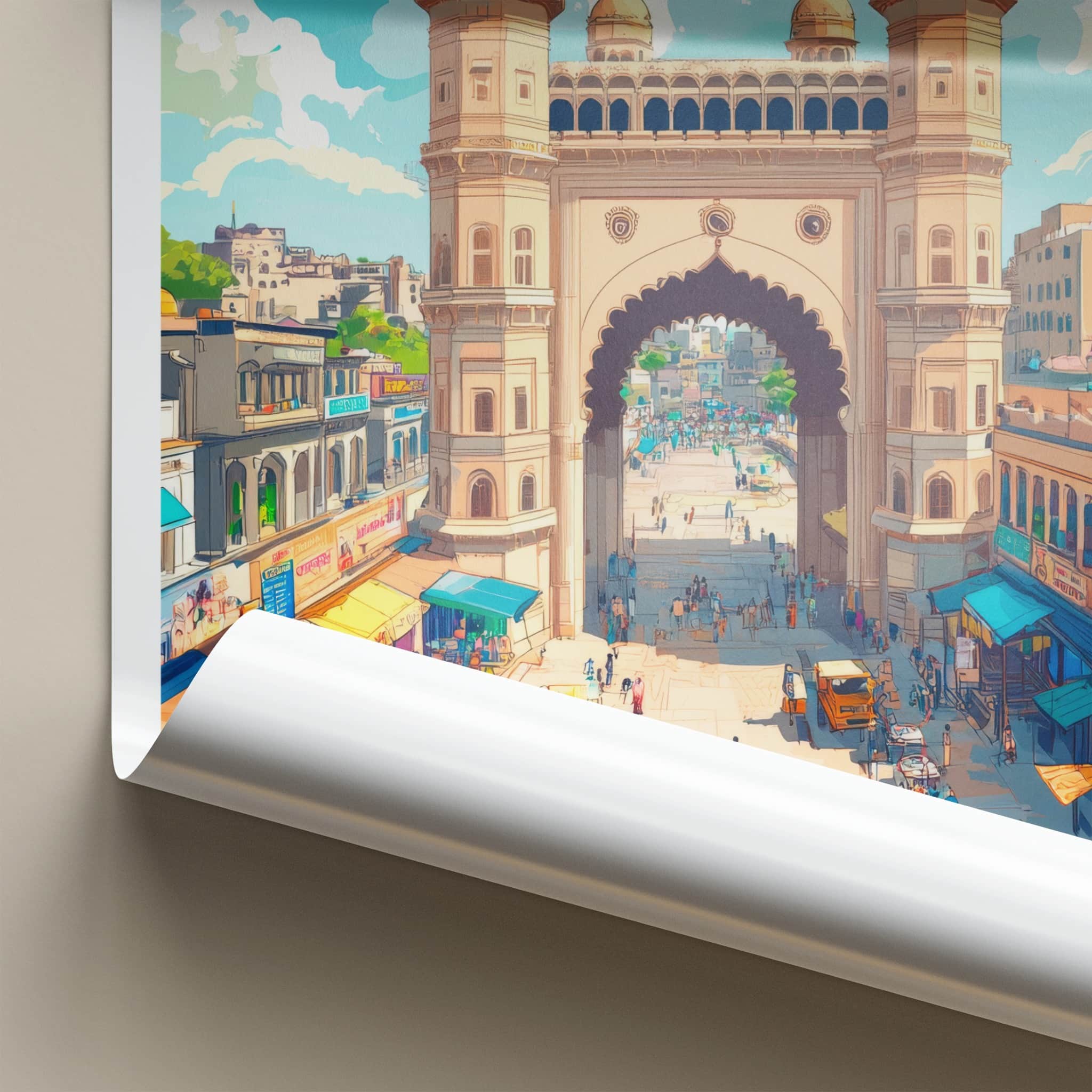 Hyderabad Poster - India Travel Art - Telangana Grand Archway View Home Decor