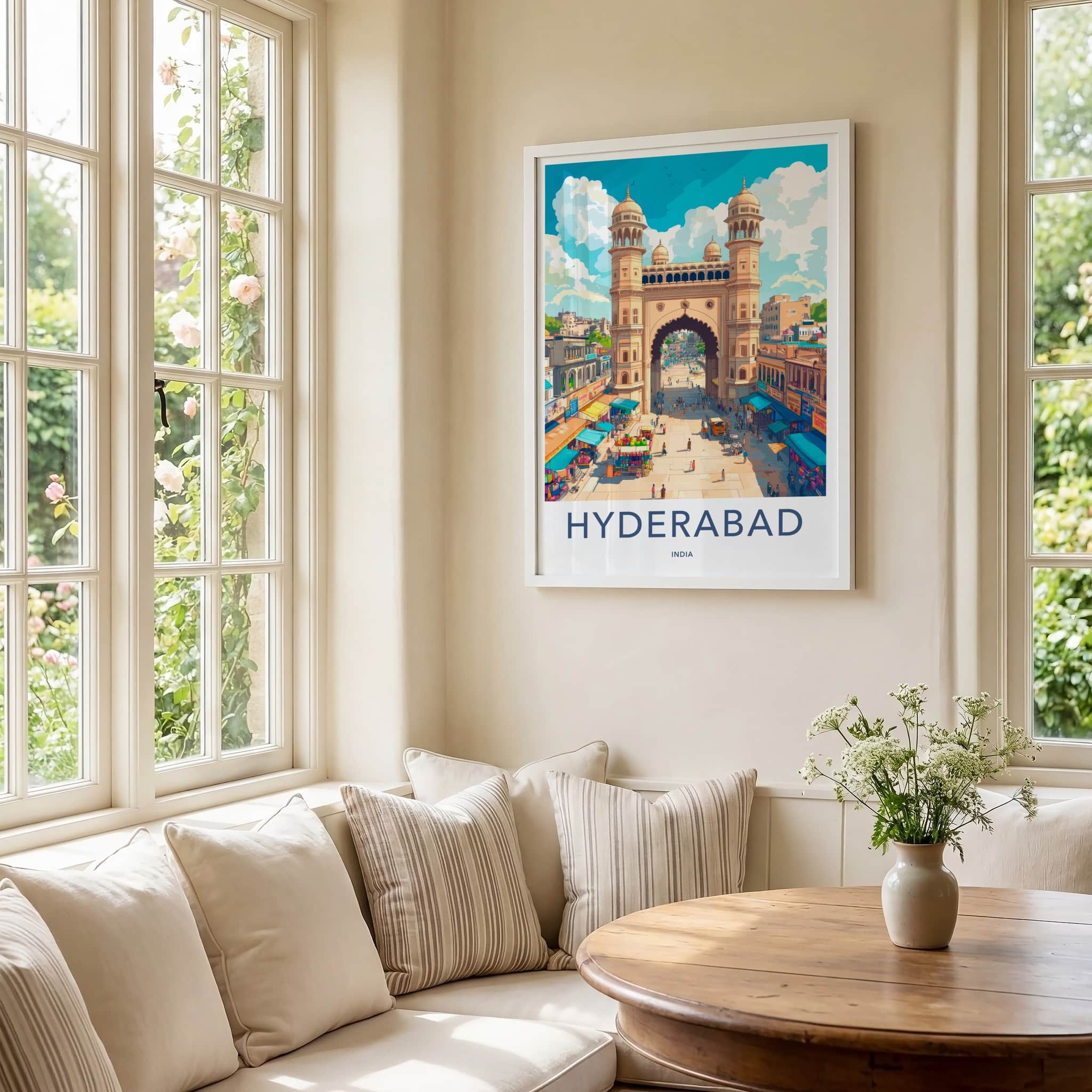 Hyderabad Poster - India Travel Art - Telangana Grand Archway View Home Decor