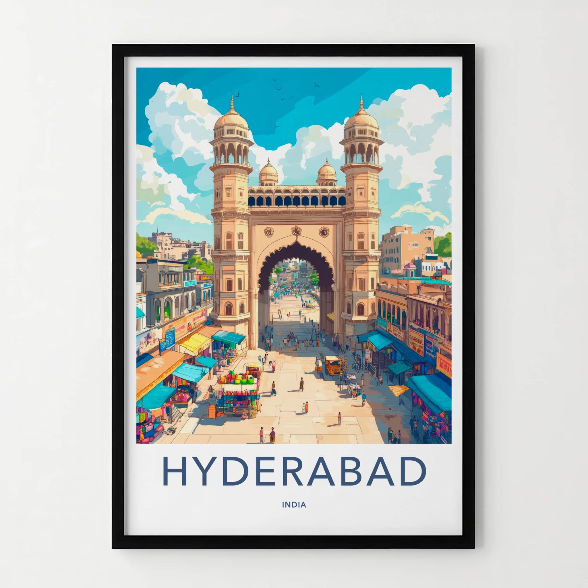 Hyderabad Poster - India Travel Art - Telangana Grand Archway View Home Decor