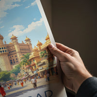 Hyderabad Poster - India Travel Art - Telangana Minaret Market Home Decor