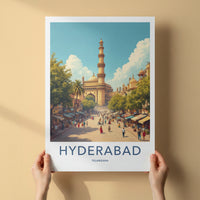 Hyderabad Poster - India Travel Print - Telangana Charminar Street Home Decor