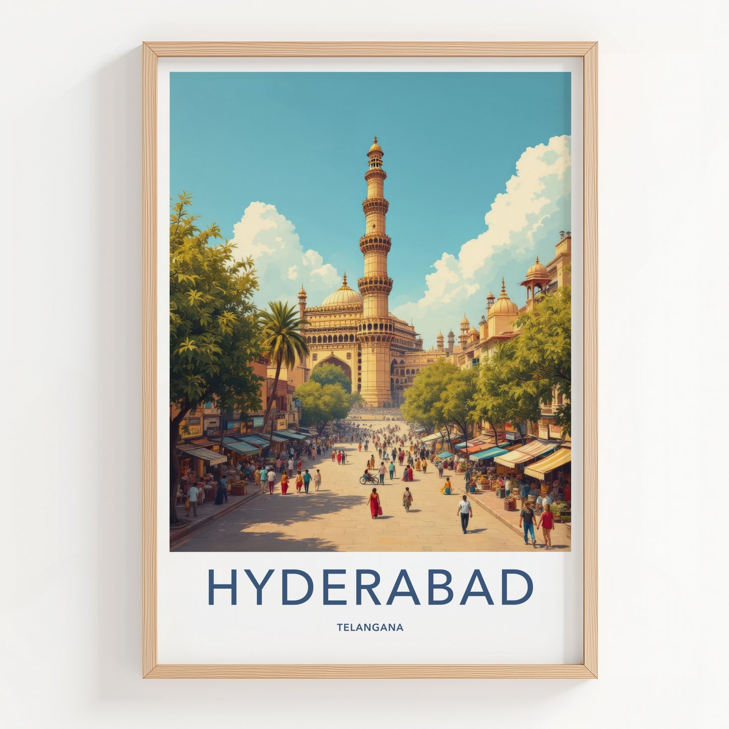 Hyderabad Poster - India Travel Print - Telangana Charminar Street Home Decor
