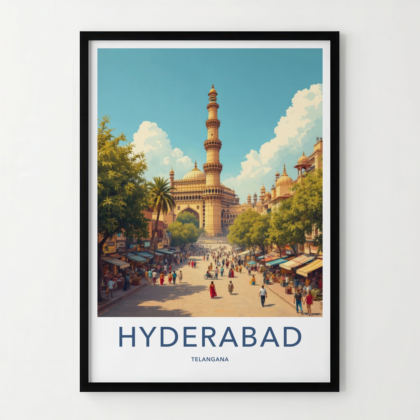 Hyderabad Poster - India Travel Print - Telangana Charminar Street Home Decor