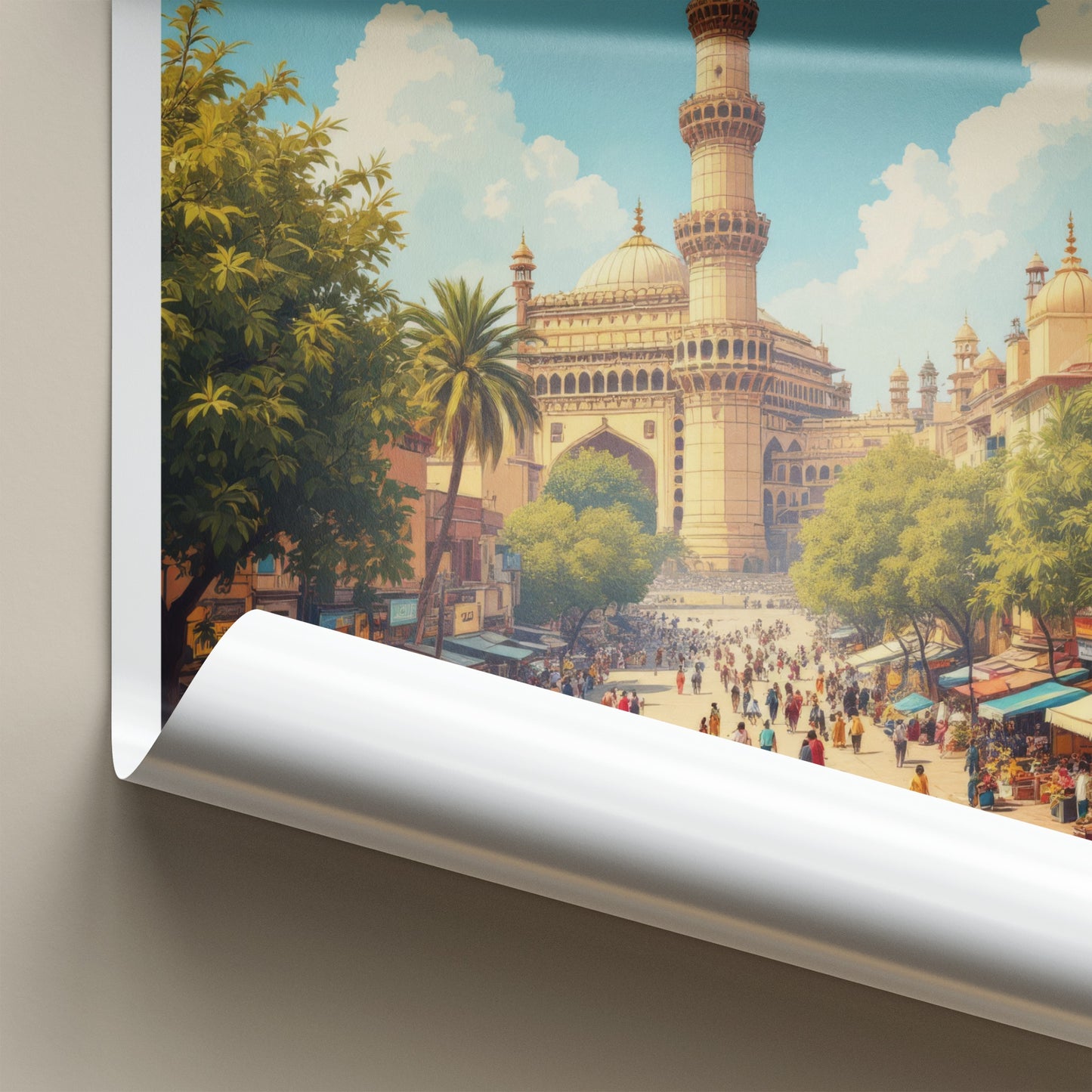 Hyderabad Poster - India Travel Print - Telangana Charminar Street Home Decor