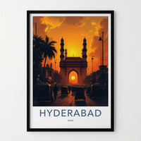 Hyderabad Poster - India Wall Art - Telangana Charminar Sunset Home Decor