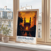Hyderabad Poster - India Wall Art - Telangana Charminar Sunset Home Decor