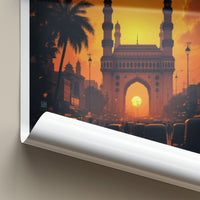 Hyderabad Poster - India Wall Art - Telangana Charminar Sunset Home Decor